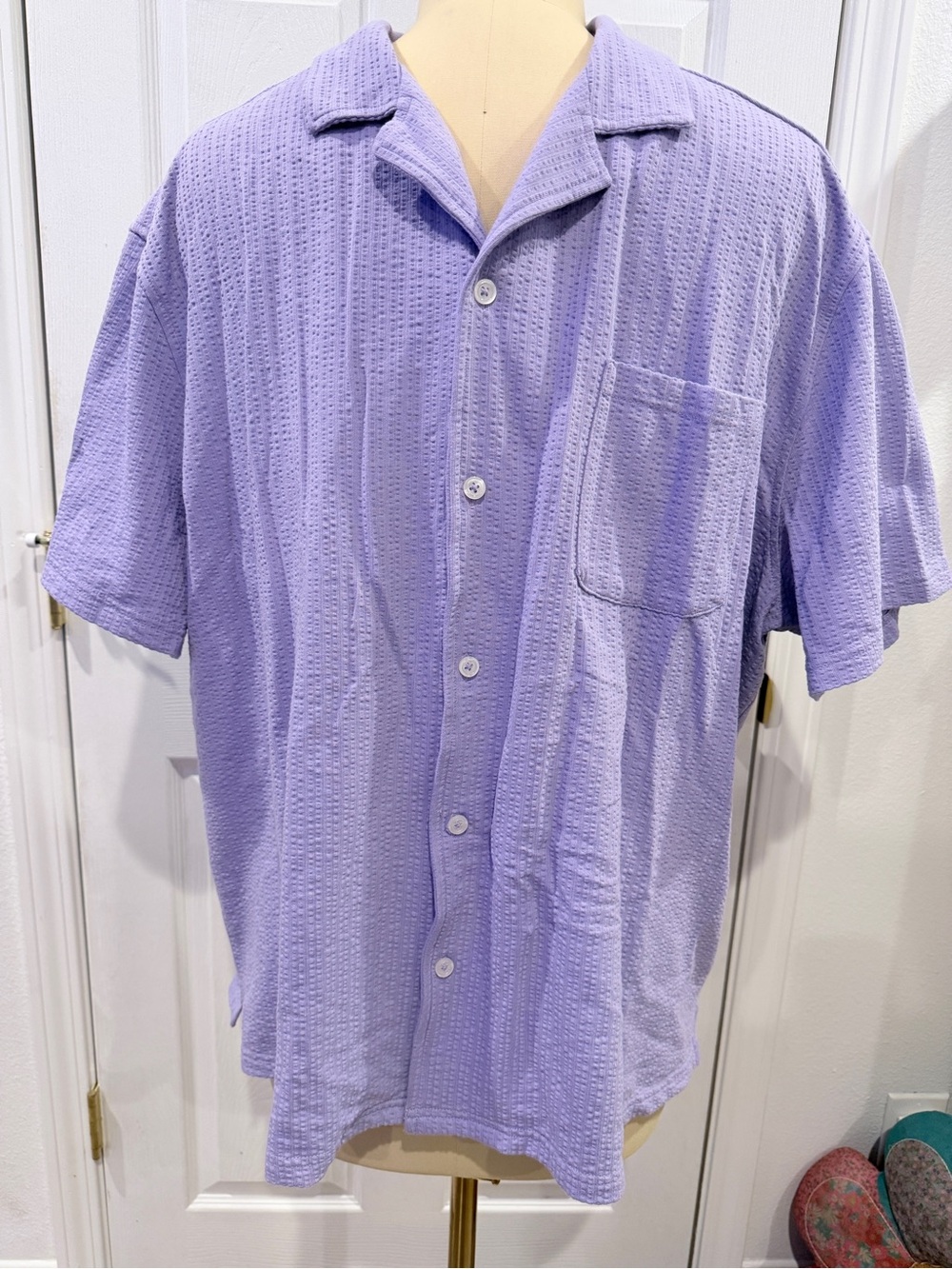 Goodfellow & Co Lavender Short-Sleeve Button-Down Shirt XXL